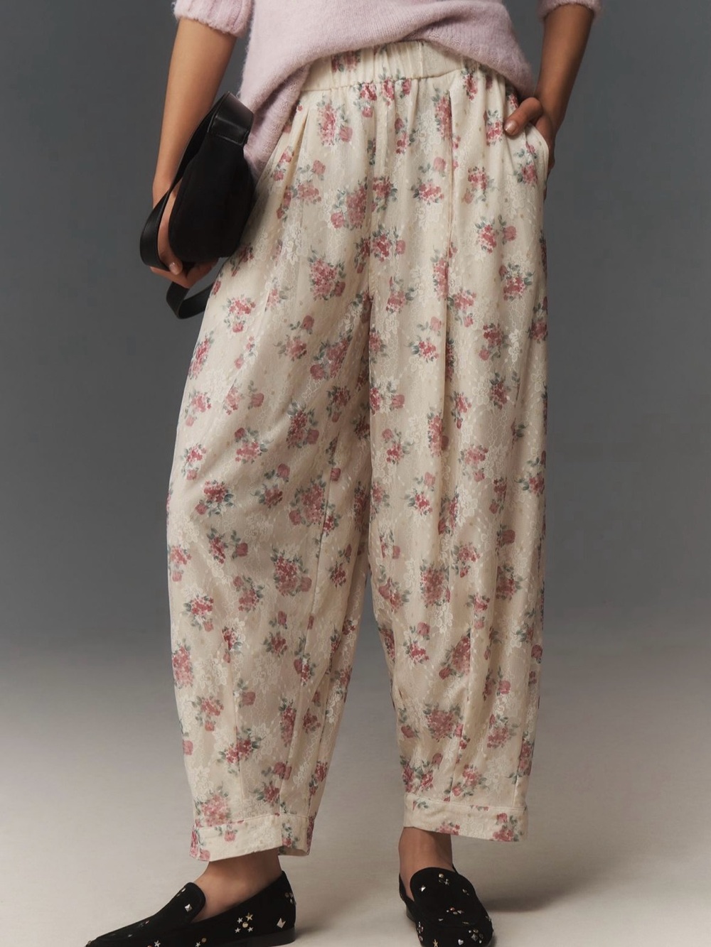 Maeve Ivory Floral Lace Balloon Pants Size XS